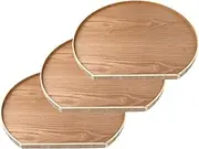 J-Kitchens Wooden Tray, Half Moon Set, Natural, 3 Piece Set, 14.2 x 13.0 x 0.6 inches (36 x 33 x 1.5 cm) Current Model