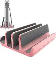 [Upgraded Version] Vertical Laptop Stand, Geecol Double Desktop Stand Holder with Adjustable Dock (Up to 17.3 inch), Fits All MacBook/Surface/Samsung/HP/Dell/Chrome Book (Rose Gold)