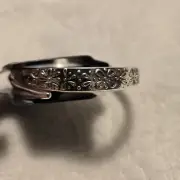 Napier New Silver Toned Embossed Floral Hinged Bypass Bracelet 8" Circumference
