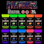 fantastory Halloween Glow in the Dark Paint,30ml/1oz,Neon Colors Glow Acrylic Paints,Waterproof Blacklight Paint for Outdoor Rock,Wood,Craft,Canva,Pumpkin,Holiday Decor,Adults[FluorescentSeries]