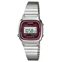 在飛比找蝦皮商城優惠-【CASIO】時尚質感優雅不鏽鋼電子腕錶-咖啡紅面(LA-6