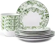 [Noritake] Bloomington Road Green12-Piece Dinnerware Set, Service for 4