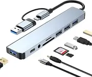 USB C Hub Multiport Adapter - USB C Docking Station | Dock Multiport USB Hubs | Laptop Docking Station, 8-in-1 Laptop Hub USB C Dock - Double Port High-Speed USB C Hub, for Stable Connection