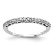 Solid 14k White Gold Polished Simulated CZ Band