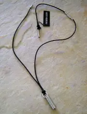 Dyrberg Kern Dk Man Leather Necklace with Pendant Garth Bst Black