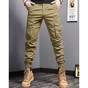 Men's Cargo Pants Trousers Elastic Waist Drawstring Multi Pocket Plain Wearable Outdoor Daily Camping Hiking Fashion Classic Black Army Green