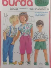 Vintage Burda 6017 Boys and Girls Dungarees Bermuda Shorts Sewing Pattern UNCUT