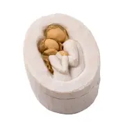 Catzon Couple Sculpted Hand-Painted Keepsake Oval Box Resin Crafts Home Decoration Gifts