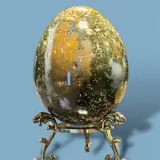 OCEAN JASPER EGG - Green Mineral Crystal Chakra Witch Orbicular Stone Sphere