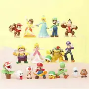 18pcs Super Mario Bros Toad Luigi Yoshi Princess Figures Toy Cake Topper Decor