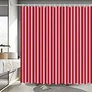MEHOFOND Striped Shower Curtain Pink and Red Stripe Vintage Shower Curtain for Bathroom Modern Abstract Minimalist Bathroom Decor Bathtub Decor Fabric Waterproof Bath Curtain with 12 Hooks 72x72 Inch