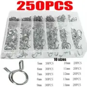 250pc Clamp Water Pipe Air Fuel Line Hose Spring Clip 5/6/7/8/9/10/11/12/13/14mm