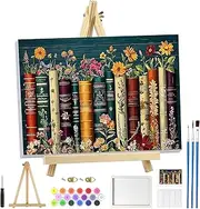 MOGTAA Book Paint by Numbers for Adults Beginner with Frame, Flowers Landscape Painting by Numbers for Adults with Easel, DIY Oil Painting Kits Art Crafts for Home Decor, 8x12in