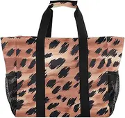 [sanluoli] Beach Tote Foldable Beach Bag Waterproof Canvas Tote Bag For Car, Rose Gold Leopard Print, 1 size