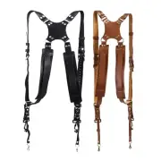 Suspenders for Men Women Camera Strap Vintage Leather Adjustable Belt Strap