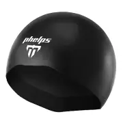 MP Phelps Adult 100% Silicone Black Swimming Race Cap - Low Drag - Preshaped