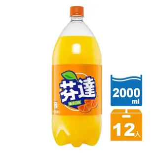 【Fanta 芬達】橘子汽水 寶特瓶2000mlx2箱(共12入)