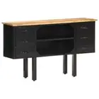 Steel Wood Sideboard Buffet Cabinet Storage Rack Display Shelf Cupboard Black