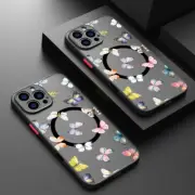 For iPhone 16 Pro Max 15 14 13 12 11 8 7 Butterfly Magsafe Shockproof Case Cover
