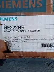 Siemens HF222NR Heavy Duty Safety Switch 2P, 60A, 240-250VDC, N3R, Type HS Hub