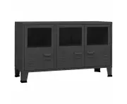 vidaXL Industrial Sideboard Anthracite 105x35x62 cm Metal and Glass
