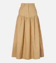[Ganni] Ganni Gathered cotton and linen maxi skirt AU 6 beige