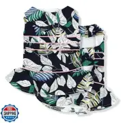 Parisian Pet Palm Leaves Summer Dress - Magic Strap Closure Dog Beach Outfit