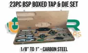 BSP 23pc Boxed 2pc Taps & Round Dies - 1/8" to 1" (Carbon Steel)
