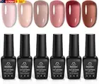 Beetles Jelly Gel Nail Polish Set, 6 Colors Nude Sheer Natural Pink Red Brown Ge