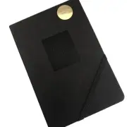 New Quality Fringe Vegan Leather 240 Lined Page Notebook with Pocket - Grey