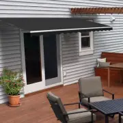 ALEKO Retractable Patio Awning 12 X 10 ft Deck Sunshade Canopy Black
