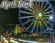 Myrtle Beach Skywheel Night Scene Highlight Fridge Magnet