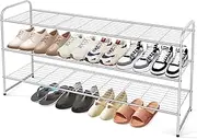 [KEETDY] 3-Tier Long Shoe Rack for Closet Metal Shoe Organizer for Entryway, Wide Stackable Shoe Storage Shelf with Sturdy Wire Grid for Closet Floor, Bedroom, Grey…