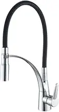 Tall Round Black & Chrome, WELS Kitchen Mixer Tap Pull Kitchen Tap 2-Mode Spray Head 360° Swivel Kitchen Sink Taps Faucet
