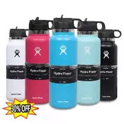 Hydro Flask 40 Oz Water Bottle Wide Mouth Straw Lid Stainless Steel Water Cup//