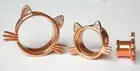 1pc Cute CAT Whiskers Rose Gold Fancy Steel Earring Tunnel Double Flare Ear Plug