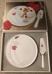 NEW Mikasa Anthurium Cake Plate and Matching Server FX007 Bone China
