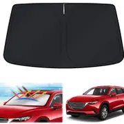 Windshield Sun Shade for Mazda CX-9 2016-2024 Blocks UV Rays Foldable Wind Screen Sun Visor