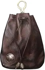 [Generic] Small Cowhide Leather Wallet, Vintage Coin Purse Made of Genuine Leather with Drawstring, Coin Organiser, Small Purse for Men and Women, brown, Siehe Beschreibung, See description