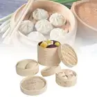 Bamboo Steamer Kitchen Cookware Basket Cooker Set Stainless Steel Lid Cook Tool