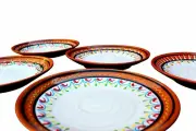 Terracotta White, Small Dinner Plates Set of 5 (European Size) - Hand Painted Fr
