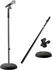 PYLE-PRO Microphone Stand - Universal Mic Mount with Heavy Compact Base, Height Adjustable (2.8’ - 5’ ft.) - PMKS5