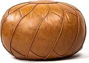 Moderner Faux Leather Pouf Unstuffed Ottoman Moroccan Footstool, Floor Footrest Cushion, Storage Solution - Natural Brown Color