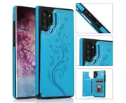 For Samsung Galaxy Note 10 Leather Cover Wallet - Blue
