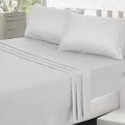 Accessorize 325TC Self-Striped Cotton Sheet Set White Double