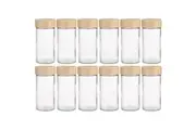12x Appetito 85ml Glass Spice Jar Round Condiment Storage Container w Bamboo Lid