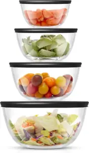 Kitchen Mixing Bowls - 8Pc Glass Bowls with Lids Set – Neat Nesting Bowls - Larg