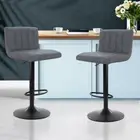 2X High Back Bar Stools Gas Lift Swivel Chairs Kitchen Dining Pub Padded Seat