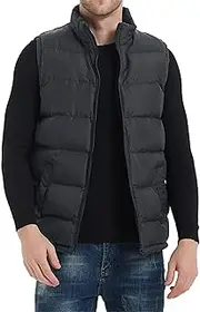 [Generic] Wind Coat Men Long Fashion Casual Solid Color Zipper Collar Pocket Hoodless Sleeveless Cotton Padded Jacket Vest Top Coat plus Size Men