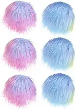uxcell 6-Pack Faux Fur Pom Poms, 1.2 Inch/ 3.9 cm Soft Fluffy Pompoms Balls with Elastic Loop for Hats/Bags/Keychains/Knitting Accessories/DIY Crafts [Seven Colors]